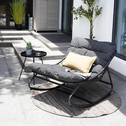 GRAND PATIO Indoor & Outdoor Rocking Chair with Thicken Dark Grey Cushion for Patio, Porch, Garden.