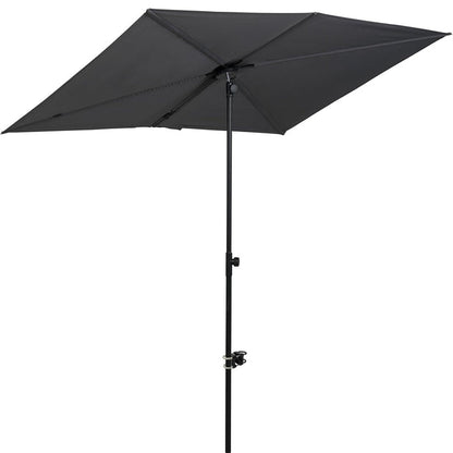 GRAND PATIO JENA 6x4 FT rectangular flat patio market umbrella in black with a sturdy pole and adjustable height.
