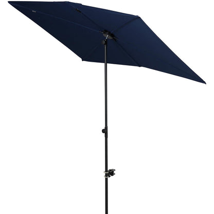 GRAND PATIO outdoor JENA 6x4 FT rectangular flat patio market umbrella in navy blue, angled for shade.