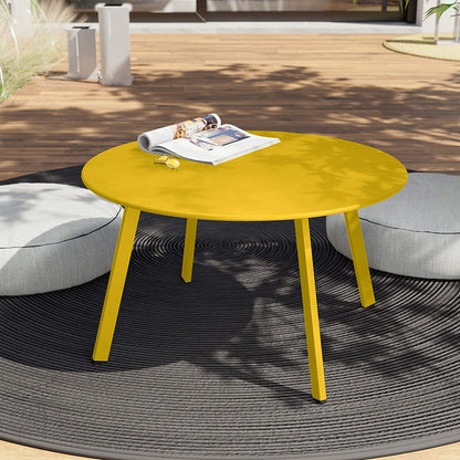 GRAND PATIO Round Steel Patio Coffee Table, Weather Resistant Outdoor Large Side Table