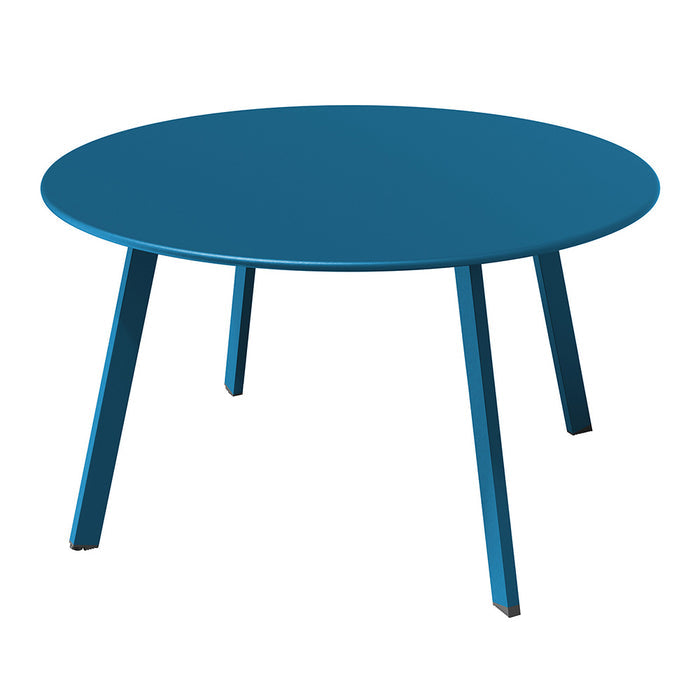 Blue round table on a white background