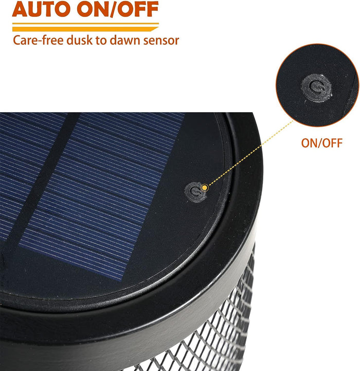 GRAND PATIO Shadow Solar Powered 28"H Floor Lamp, Metal Wire Shade, LED Modern Outdoor Flickering Lantern.