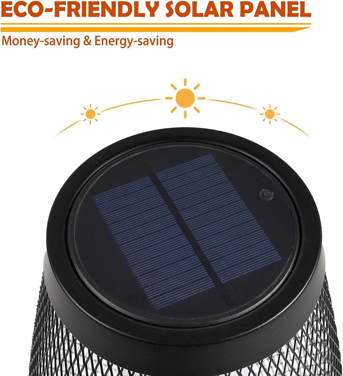 GRAND PATIO Shadow Solar Powered 28"H Floor Lamp, Metal Wire Shade, LED Modern Outdoor Flickering Lantern.