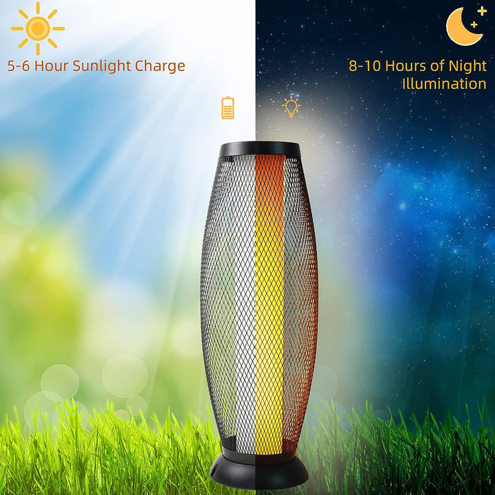 GRAND PATIO Shadow Solar Powered 28"H Floor Lamp, Metal Wire Shade, LED Modern Outdoor Flickering Lantern.