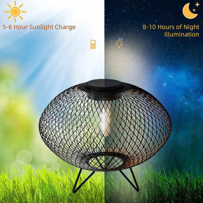 GRAND PATIO Shadow Solar Powered 8"H Table Lamp 2-Pack Metal Wire Shade, LED Modern Outdoor Lantern.