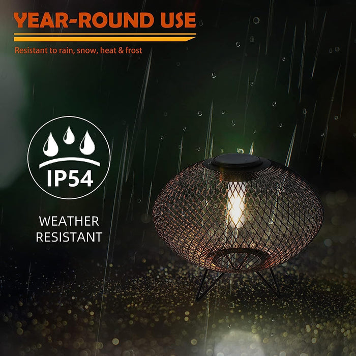 GRAND PATIO Shadow Solar Powered 8"H Table Lamp 2-Pack Metal Wire Shade, LED Modern Outdoor Lantern.