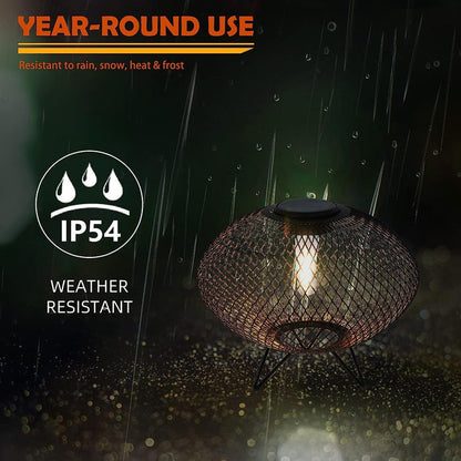 GRAND PATIO Shadow Solar Powered 8"H Table Lamp 2-Pack Metal Wire Shade, LED Modern Outdoor Lantern.