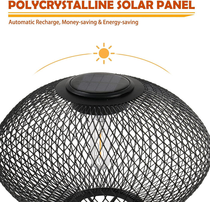GRAND PATIO Shadow Solar Powered 8"H Table Lamp 2-Pack Metal Wire Shade, LED Modern Outdoor Lantern.