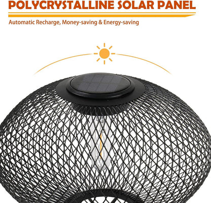 GRAND PATIO Shadow Solar Powered 8"H Table Lamp 2-Pack Metal Wire Shade, LED Modern Outdoor Lantern.