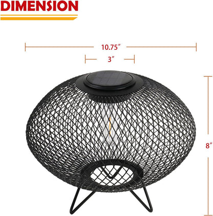 GRAND PATIO Shadow Solar Powered 8"H Table Lamp 2-Pack Metal Wire Shade, LED Modern Outdoor Lantern.