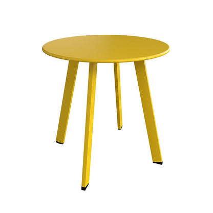 Yellow round table on a white background