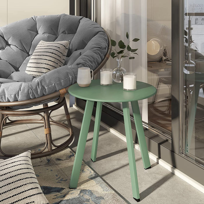GRAND PATIO Steel Patio Side Table, Weather Resistant Outdoor Round End Table