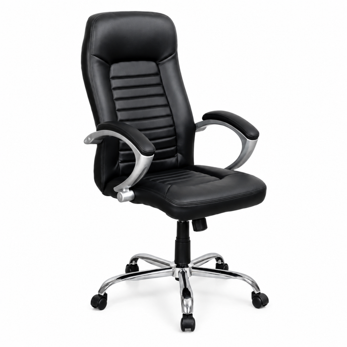 High Back Director Chair with Height Adjustable Chrome Base