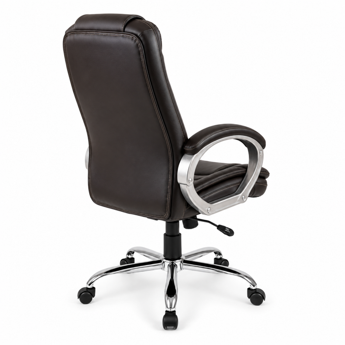 High Back Leatherette Office Director Chair with Height Adjustable Chrome Base