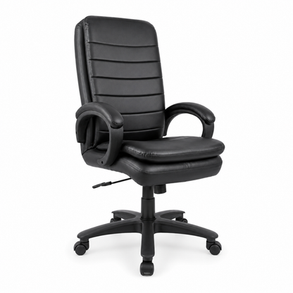 High Back Office Chair with Height Adjustable Nylon Wheels Base