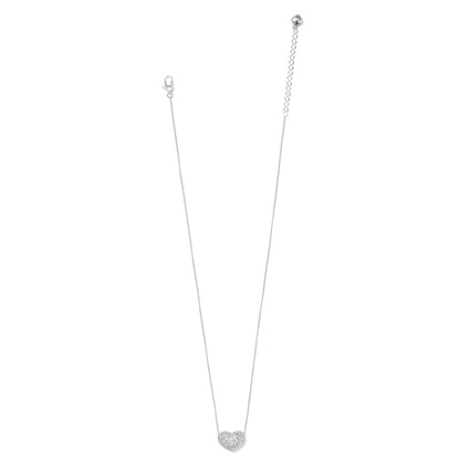 Brighton heart pendant necklace with silver-plated chain and pavé crystals with lobster clasp on a white background
