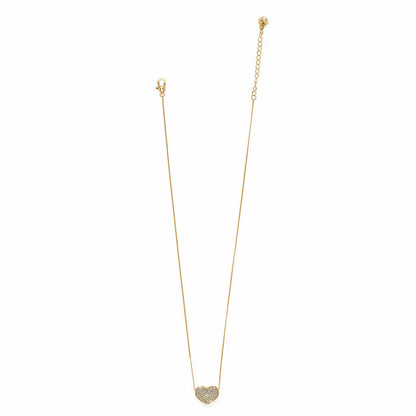 Brighton heart pendant necklace with crystal pavé centerpiece, gold-tone chain, and lobster clasp on a white background