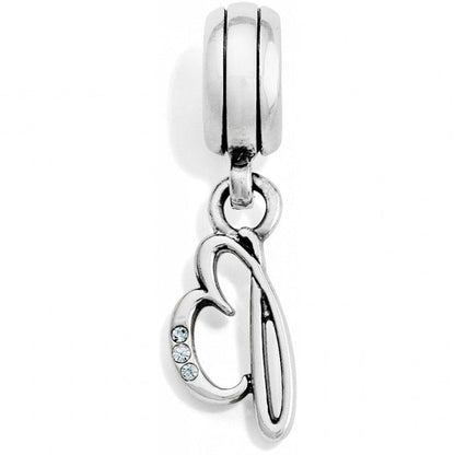 Brighton letter A charm with silver-plated finish and crystal accents on a white background