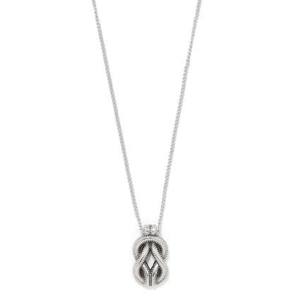 Brighton pendant necklace with silver-plated interlocking loop design and crystal-accented bail on a white background