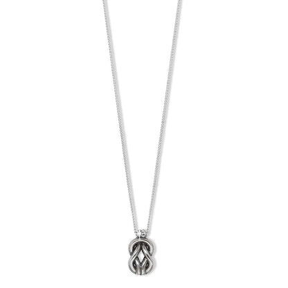 Brighton pendant necklace with two-tone knotted design and beaded texture on delicate chain on a white background