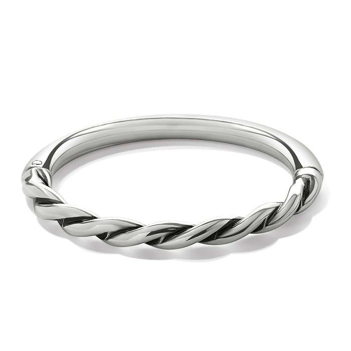 Brighton bangle bracelet with silver-plated finish and twisted rope detail across the front on a white background