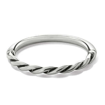 Brighton bangle bracelet with silver-plated finish and twisted rope detail across the front on a white background
