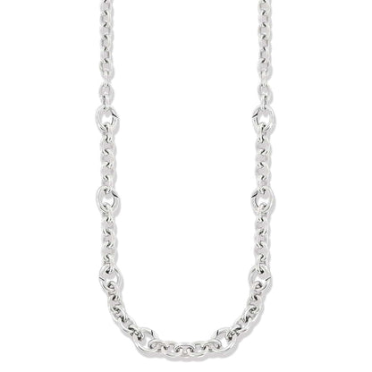 Brighton necklace with silver-plated cable chain and alternating larger round links on a white background
