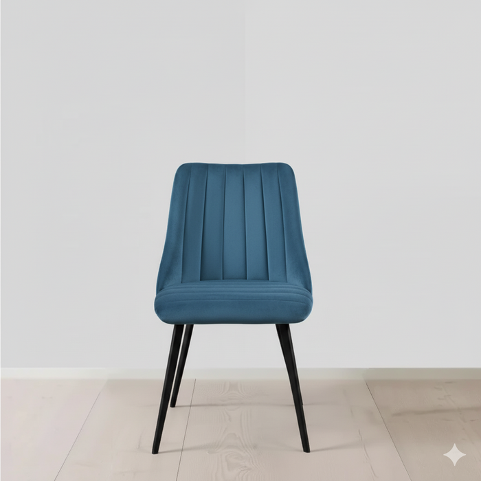 Luxurious Teal Velvet Dining Chair with Black Metal Legs - Stylish & Comfortable Home Furniture