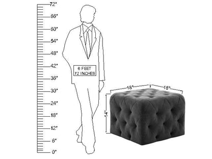 Luxurious Tufted Velvet Ottoman Footstool - Elegant Grey Cube Pouffe for Living Room & Bedroom Furniture