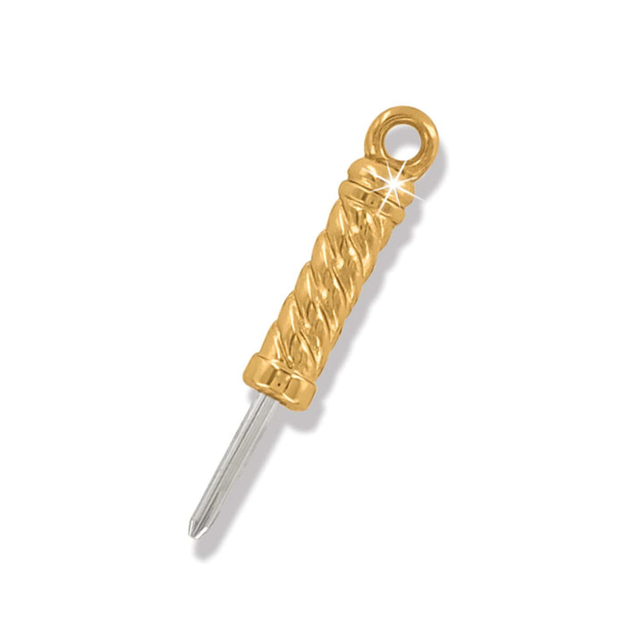 Brighton screwdriver charm with gold-plated twisted rope handle and silver-tone tip on a white background
