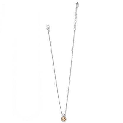 Brighton pendant necklace with round champagne crystal and silver-plated chain with lobster clasp on a white background