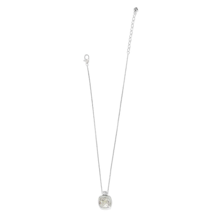 Brighton pendant necklace with silver-plated chain, faceted crystal stone, and lobster clasp on a white background