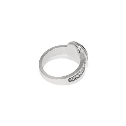 Brighton ring shown from the back with silver-plated band and crystal-accented sides on a white background