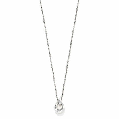 Brighton pendant necklace with silver-plated oval drop, crystal-accented bail, and rolo chain on a white background