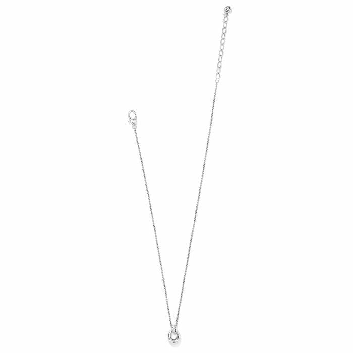 Brighton pendant necklace with small silver-plated ring drop and adjustable extender chain on a white background