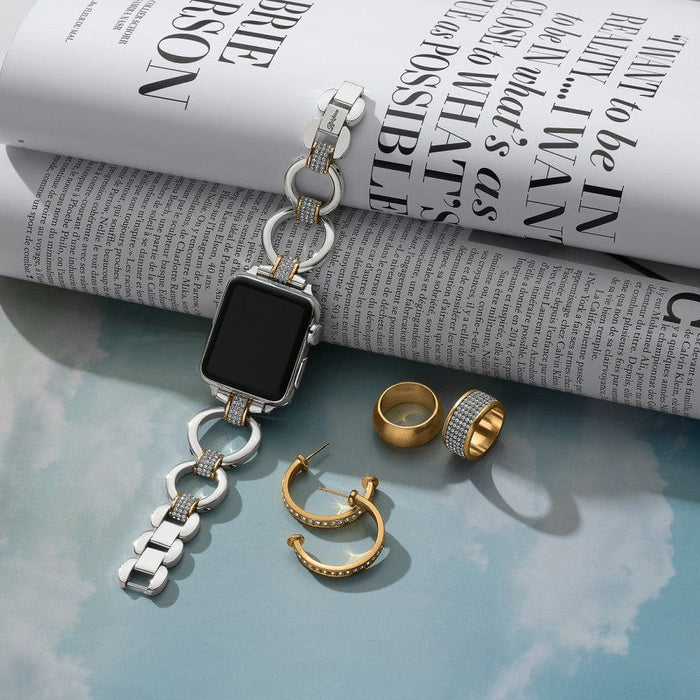 Meridian Tempo Apple Watch Band laying next to matching earrings and rings
