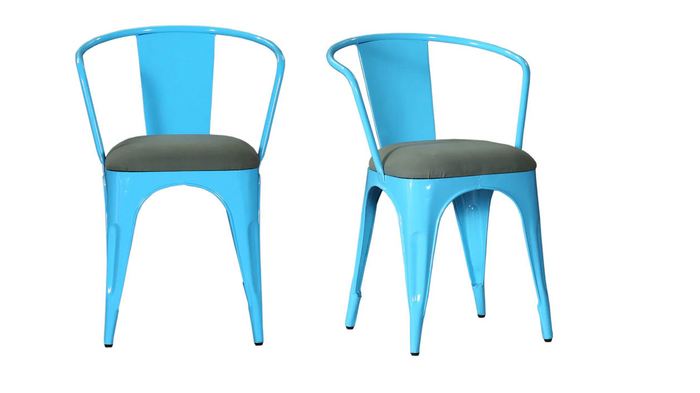 Metal Frame Legs Cushioned Outdoor Chair
