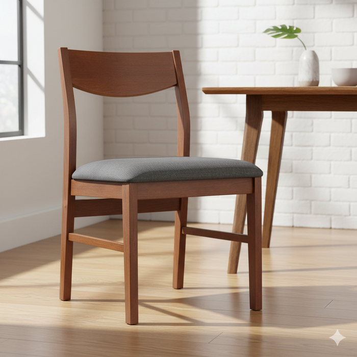 Mid-Century Modern Wood Dining Chair with Upholstered Seat - Perfect for Home Kitchen & Dining