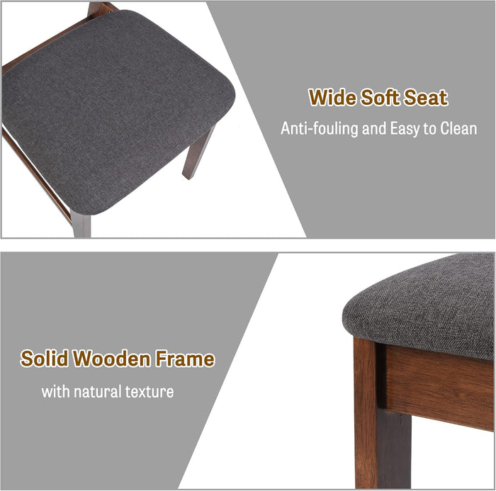 Mid-Century Modern Wood Dining Chair with Upholstered Seat - Perfect for Home Kitchen & Dining