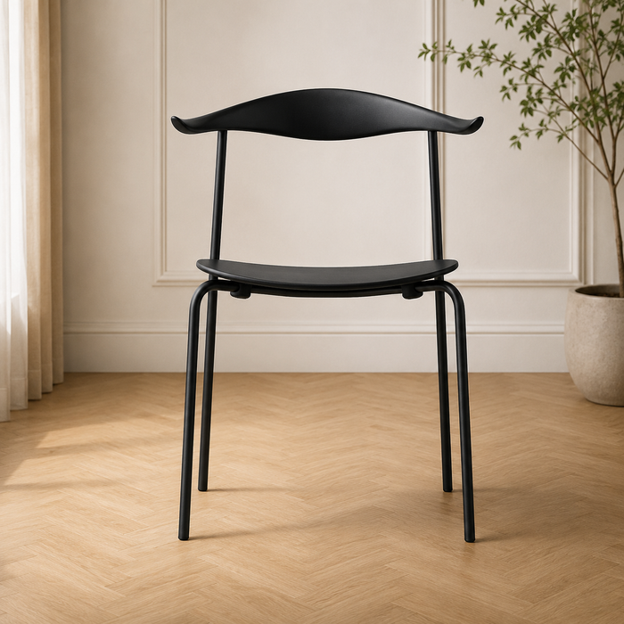 Modern Contemporary Metal Dining Chair for Home, Dining Room, Kitchen, Cafe | Black Finish
