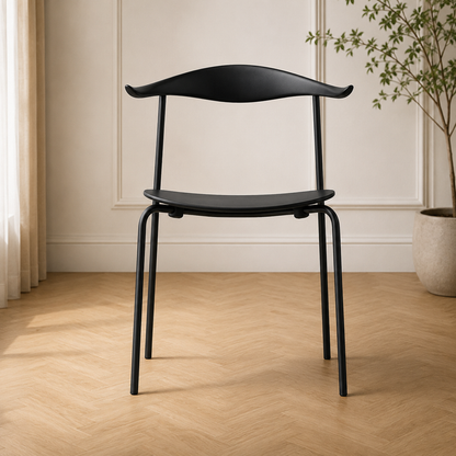 Modern Contemporary Metal Dining Chair for Home, Dining Room, Kitchen, Cafe | Black Finish