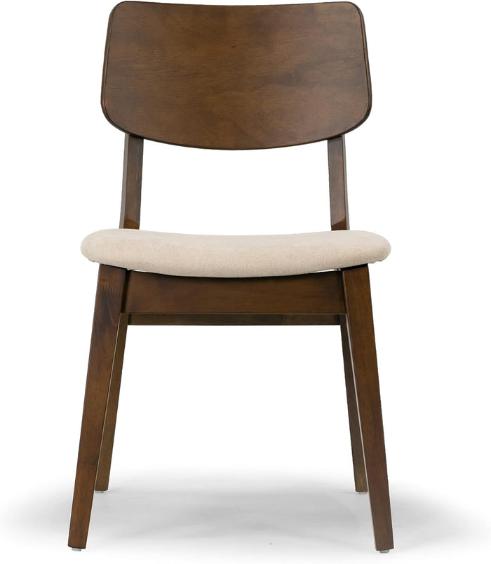 Modern Solid Wood Dining Chair with Fabric Seat - Ergonomic Kitchen & Home Furniture