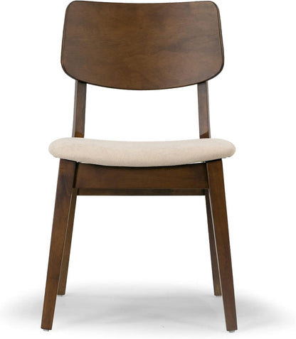 Modern Solid Wood Dining Chair with Fabric Seat - Ergonomic Kitchen & Home Furniture