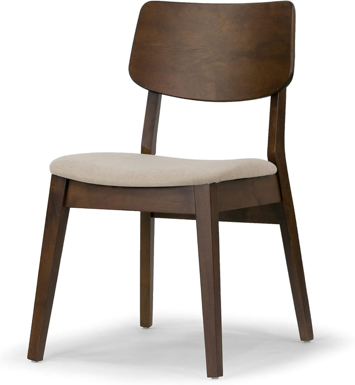 Modern Solid Wood Dining Chair with Fabric Seat - Ergonomic Kitchen & Home Furniture