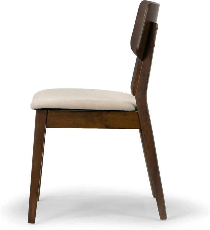 Modern Solid Wood Dining Chair with Fabric Seat - Ergonomic Kitchen & Home Furniture