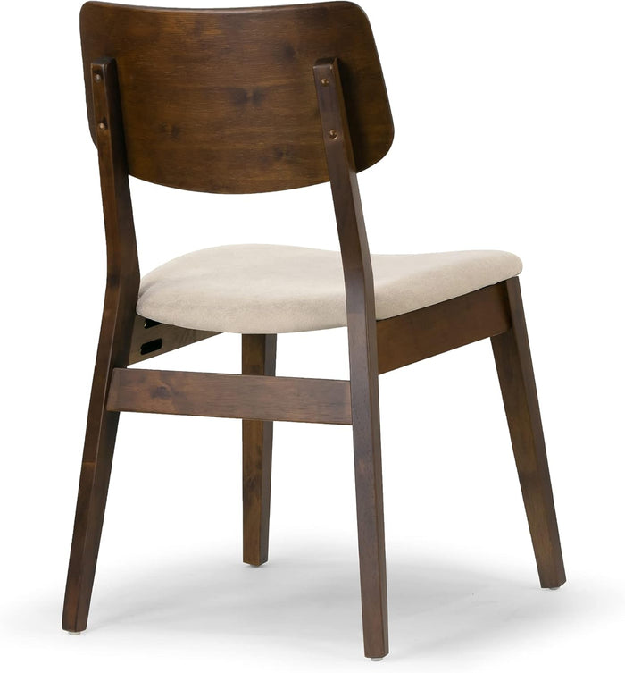 Modern Solid Wood Dining Chair with Fabric Seat - Ergonomic Kitchen & Home Furniture