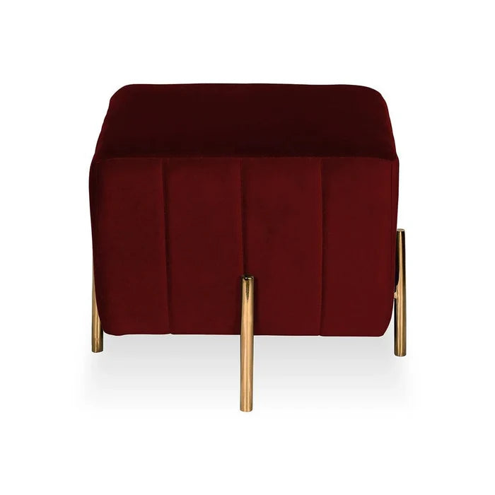 Modern Square Velvet Pouffe with Gold Tapered Legs - Multi-functional Home Accent Furniture
