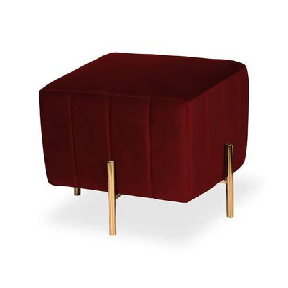 Modern Square Velvet Pouffe with Gold Tapered Legs - Multi-functional Home Accent Furniture