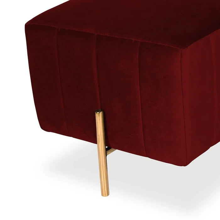 Modern Square Velvet Pouffe with Gold Tapered Legs - Multi-functional Home Accent Furniture
