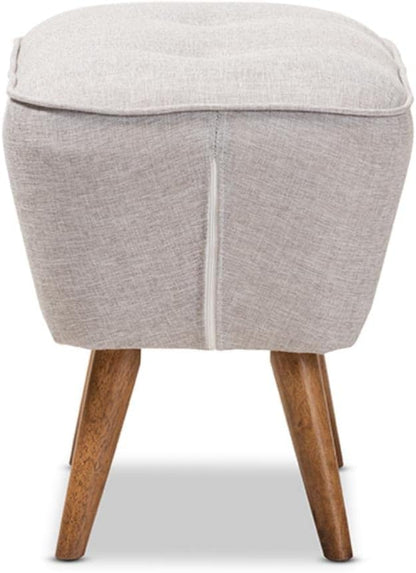 Modern Upholstered Pouffe with Wood Legs - Stylish & Comfortable Footrest for Living Room